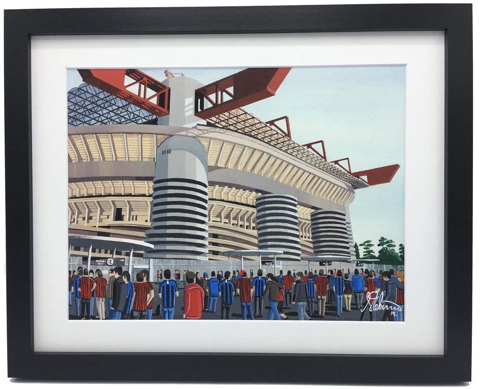 Milan, San Siro. Quality Framed Football Art Print 14" x 11" Frame