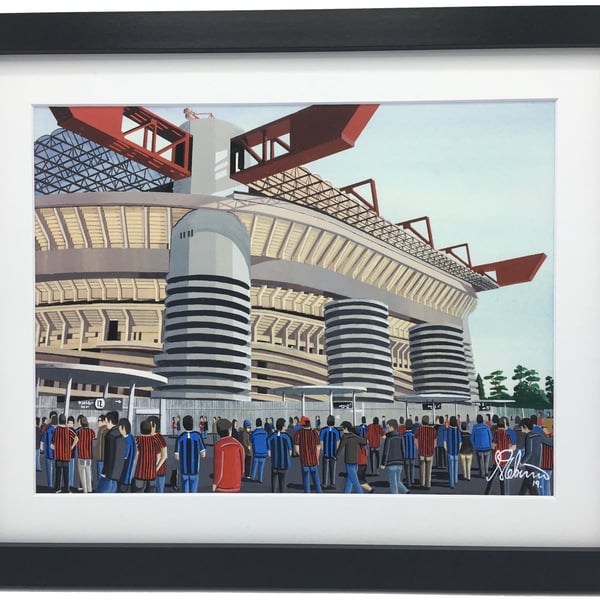 A.C & Inter Milan, San Siro. Quality Framed Football Art Print 14" x 11" Frame