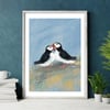 Puffin Art Print - Puffin love. -Seaside print