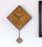 Diamond Pendulum Wall Clock In Olive Wood and Black Walnut with Inlaid Markers. - Image 10