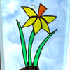 Stained Glass Daffodil Suncatcher - Handmade Hanging Window Decoration 