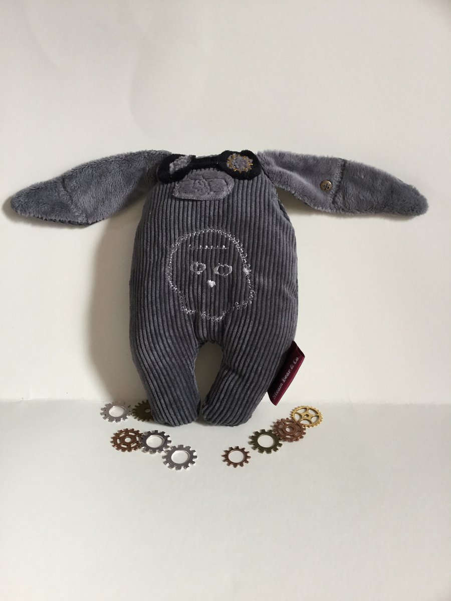 Steampunk Bunny, Handmade Plushie Steampunk Bunny with googles and Skull