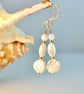Mother Of Pearl Rose Earrings - Handmade Gift, Wedding, Bridesmaid, Anniversary - Image 1
