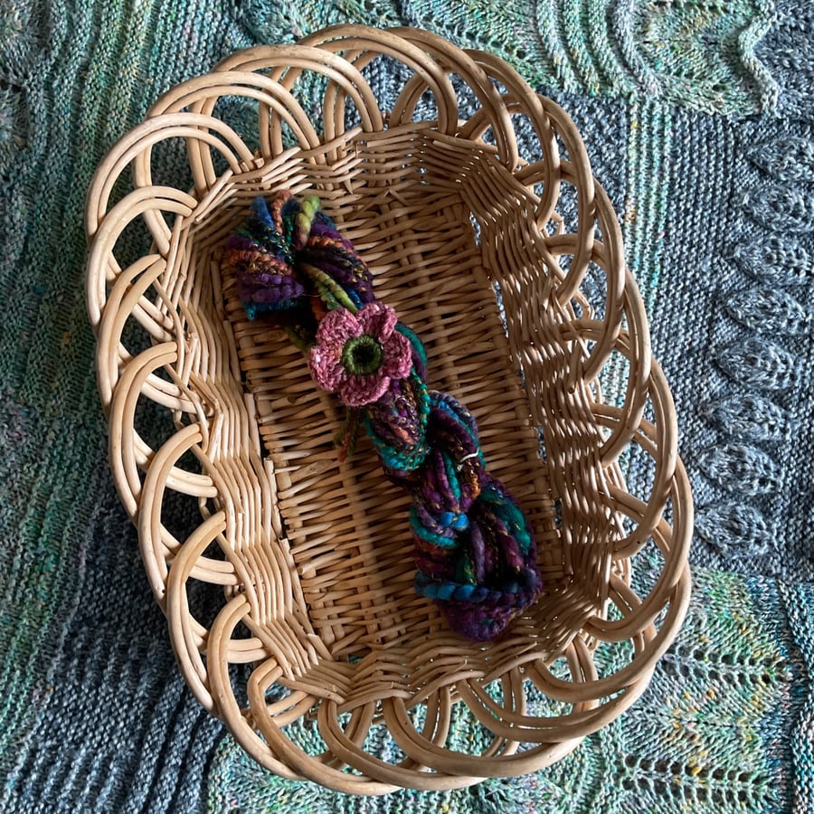 Hand spun art yarn - wool and mohair