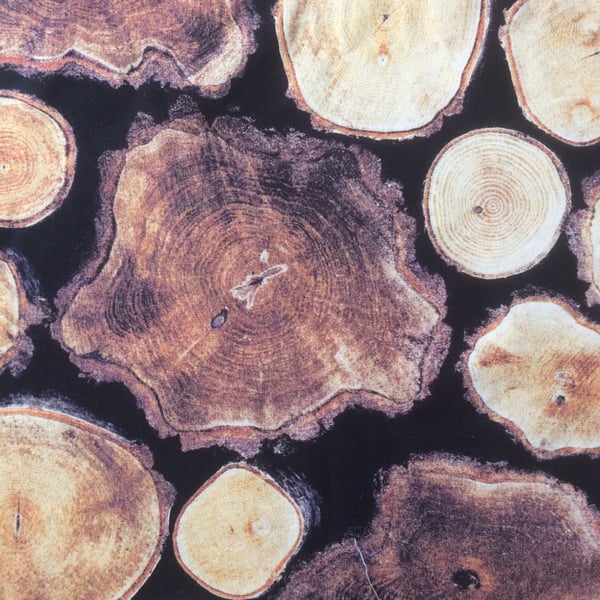 Unusual Log Wood Grain on a Black Background Scandi theme Fabric Lampshade