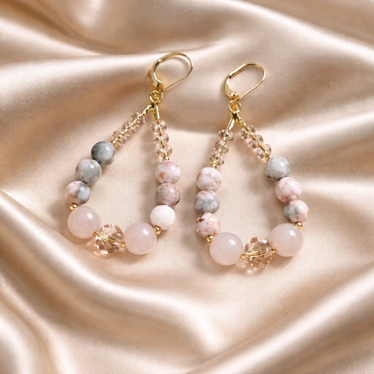 Rose quartz and Pink Jasper Earrings drop