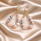 Rose quartz and Pink Jasper Earrings drop