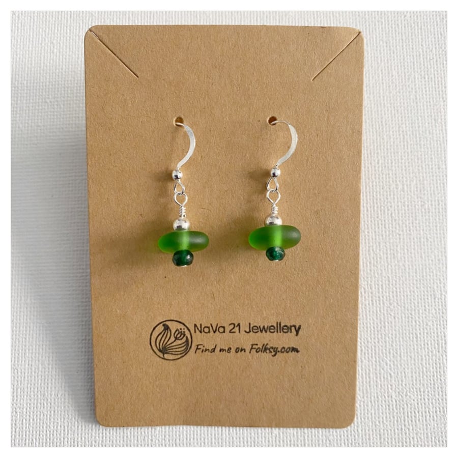 Green Seaglass earrings GrnSE250323