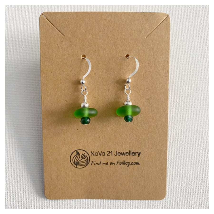 SOLD - Green Seaglass earrings GrnSE250323