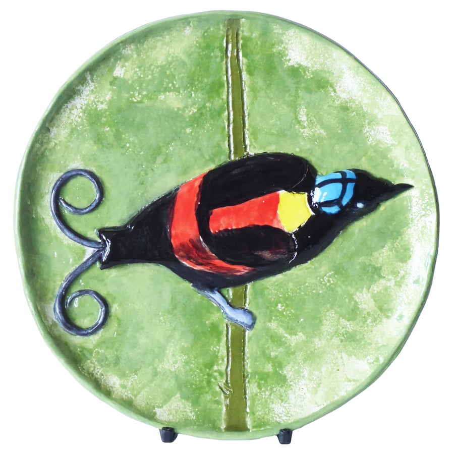 Bird of Paradise Ceramic Plate - Hand Sculpted - by Jacqueline Talbot Designs