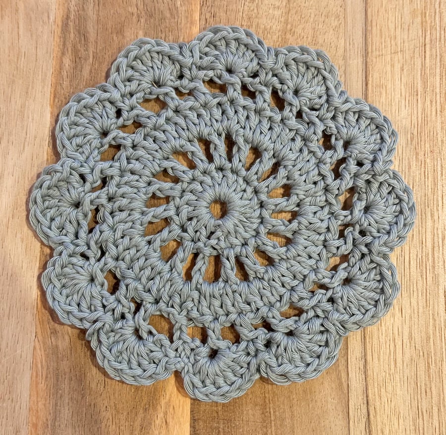 Crochet grey coaster set of 4, Happily Handmade