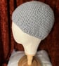 Silver Grey Handmade Crocheted Beanie Hat  - Image 3
