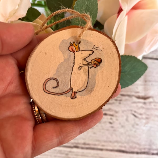 Log slice Christmas decoration hanging wood slice decoupaged 