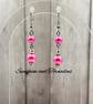 Pink Faux Pearl Drop Earrings on Hypoallergenic Ear Wires - Image 1
