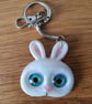 Cute White Rabbit Keyring Handbag Charm - Image 2