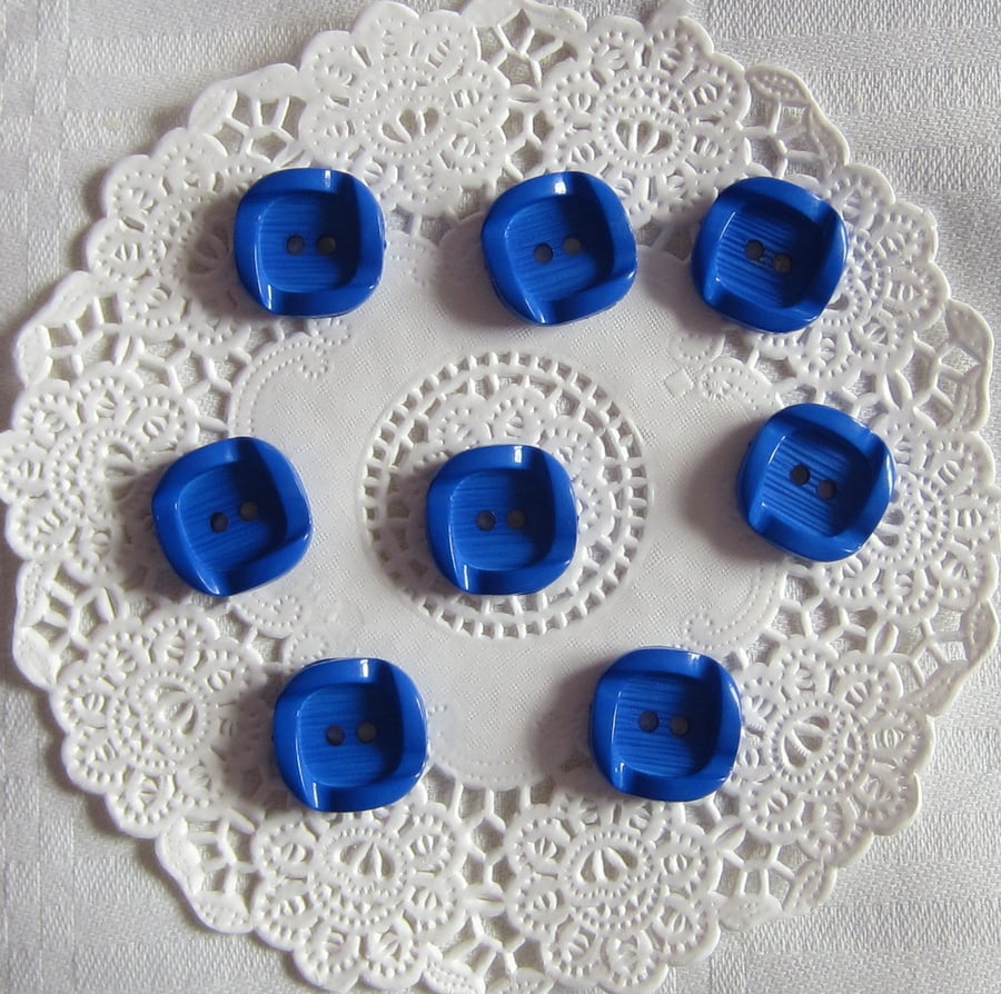 8 Square Blue Buttons