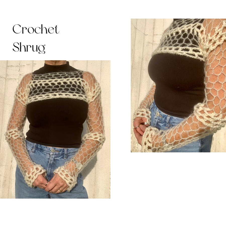 Handmade crochet shrug - cream