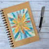 Embroidered Sun recycled notebook or journal. 