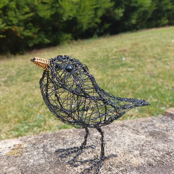 Freestanding Wire Blackbird Sculpture