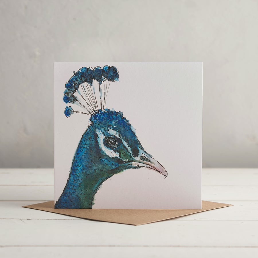 Peacock greetings card