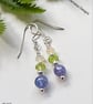 Designer AA Tanzanite, Peridot & Opal Sterling Silver Earrings