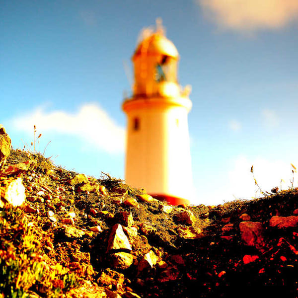 Picture Portland Lighhouse from behind the rocks, Photo Print Dorset