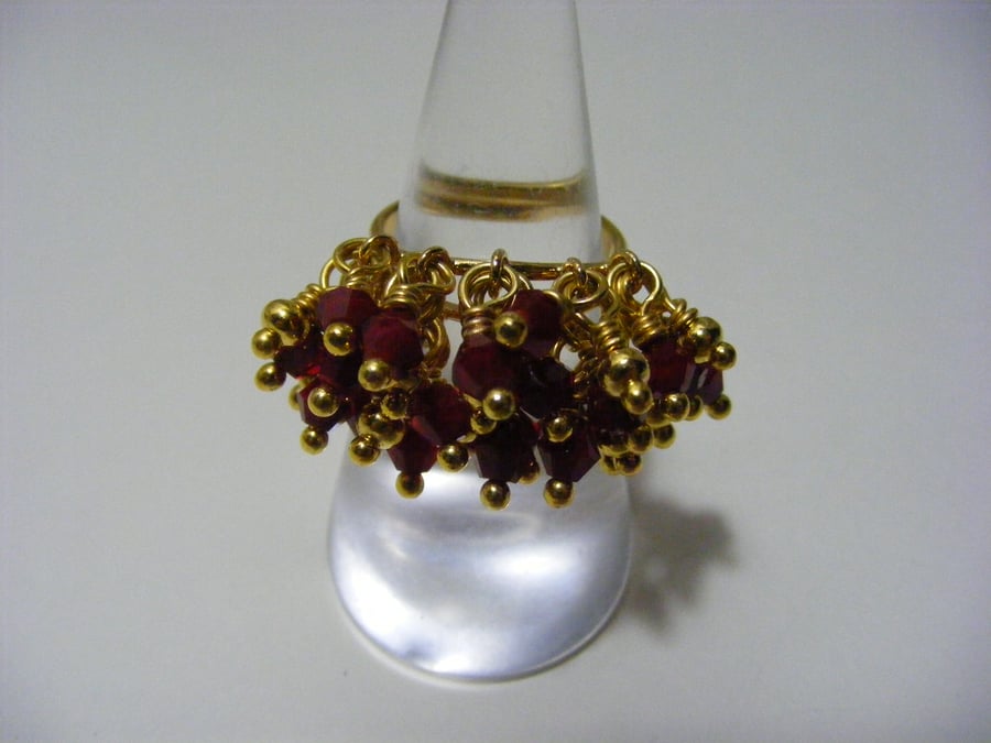 Red Crystal Adjustable Ring