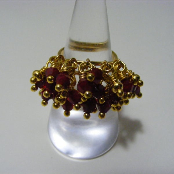 Red Crystal Adjustable Ring