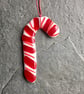 Candy Cane - red and white fused glass Christmas Tree Decoration - Image 1