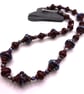 lampwork glass dark red and silver necklace - Image 1