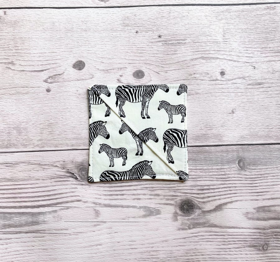Zebra themed cotton fabric corner bookmark. Book lovers gift. 