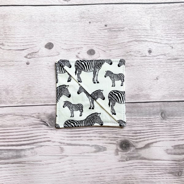 Zebra themed cotton fabric corner bookmark. Book lovers gift. 
