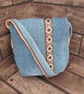 Upcycled Coffee Sack - Mini Shoulder Bag - Denim with Braid - Image 2