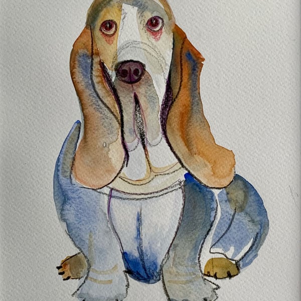 Basset hound dog original painting 