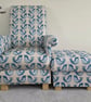 Blue Birds Armchair & Footstool Handmade Accent Chair Nursery Fireside Small - Image 2