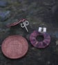 Red Copper Ripple Circle Stud Earrings  - Image 2