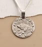 Mole Engraved Sterling Silver Coin Necklace