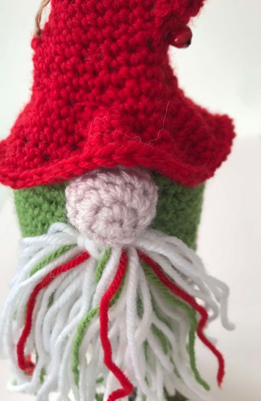 Green Gnome crocheted with Red Hat 