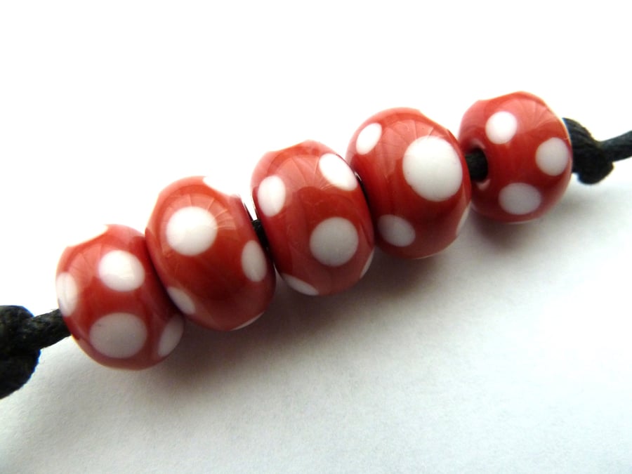 coral spot lampwork beads