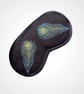 Navy Peacock Feathers Linen Lavender Infused Eye Mask