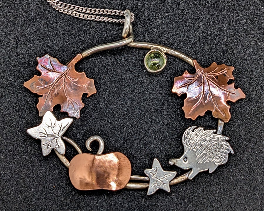 Silver hedgehog pendant, Silver animal jewellery, British Wildlife