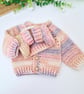 Newborn Crochet Baby Gift Set - Cardigan, Hat & Booties - Peach Pie  - Image 5