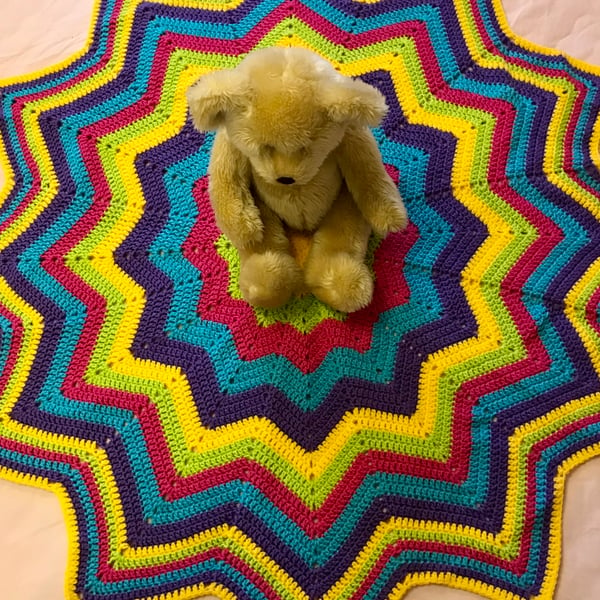 Crochet Star Blanket Vibrant 12 Point Star Baby Blanket Lap Blanket
