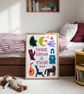 Once Upon A Time Children's Nursery Play Room Fantasy Folk Art Print Home Decor