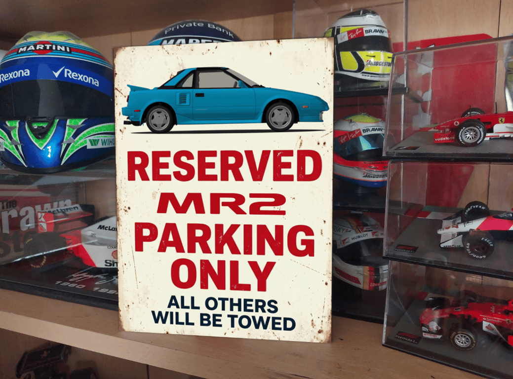 Toyota MR2 Reserved Parking Metal Sign Plaque Garage Gift Wall Decor 