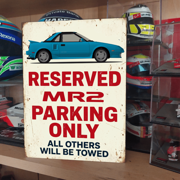 Toyota MR2 Reserved Parking Metal Sign Plaque Garage Gift Wall Decor 