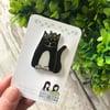 Frida's Cat - Black and White Cat - hand made Pin, Badge, Brooch