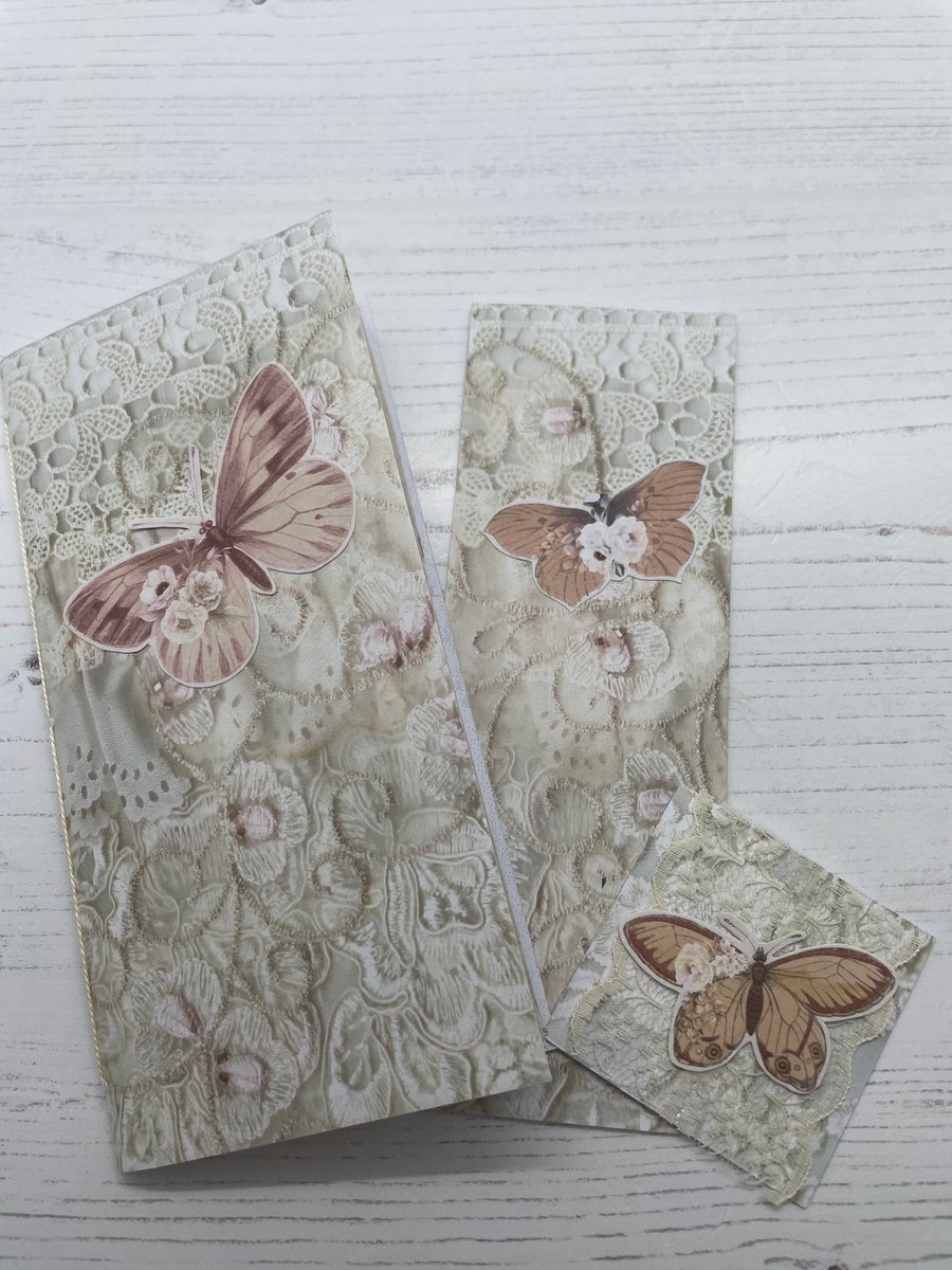 Lace Masterboard and Butterfly Notebook, Bookmark and Hidden Paperclip  PB11