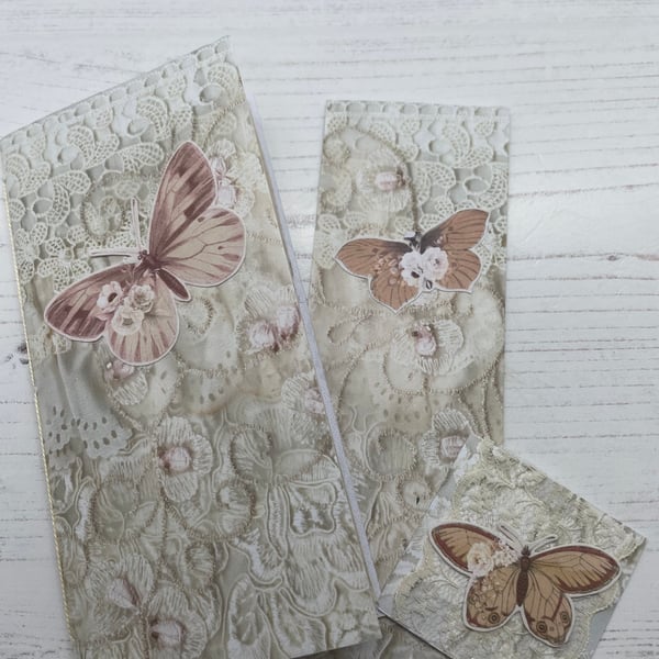 Lace Masterboard and Butterfly Notebook, Bookmark and Hidden Paperclip  D8 8.23