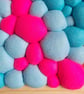 Neon Pink and  Blue Felt Wall Art - Abstract Tactile Blobs